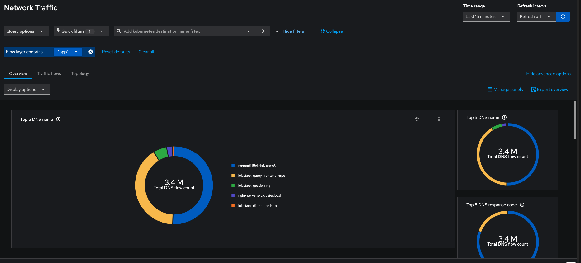Top 5 DNS Names panel
