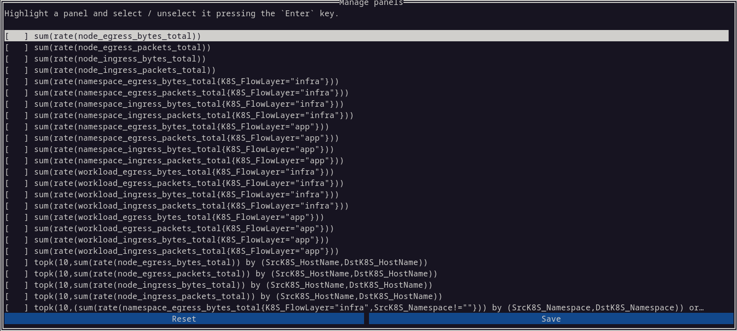 Network Observability CLI - Manage panels