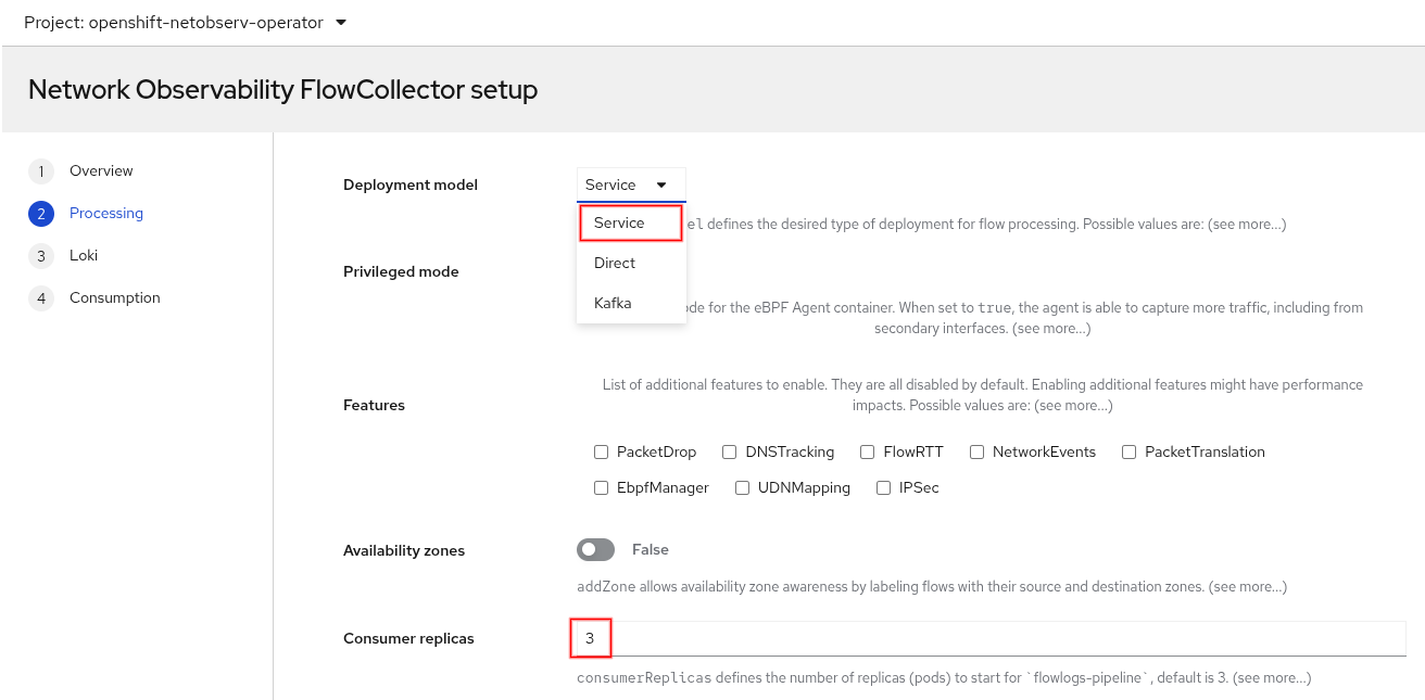 FlowCollector Wizard - Service deployment model