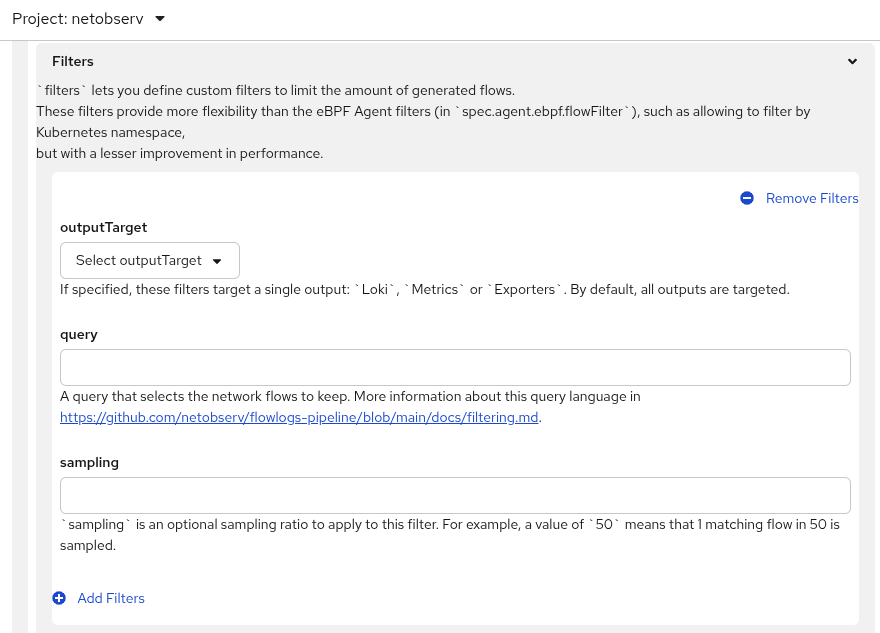 Flowlogs-pipeline filters config