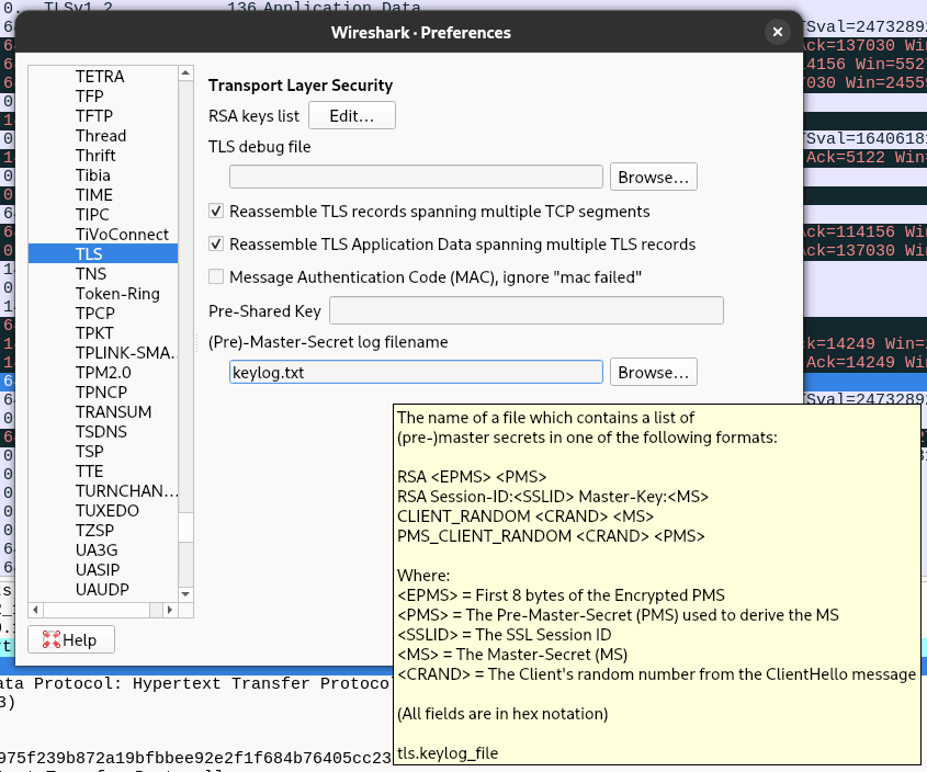 wireshark tls keylog