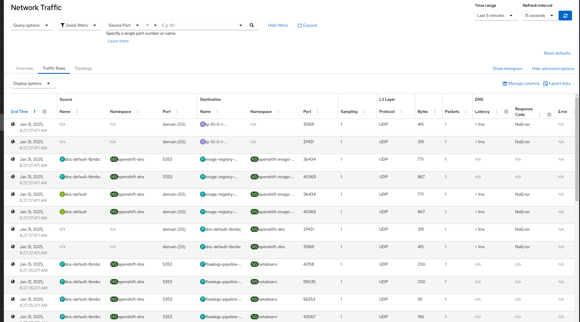 eBPF Flow Filtering DNS flows