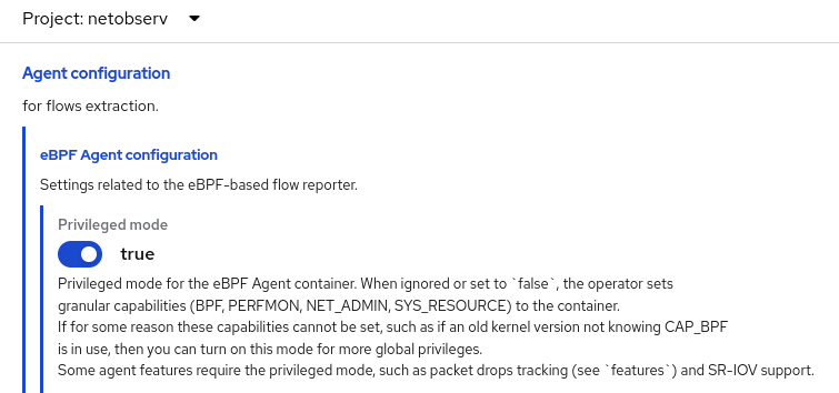 eBPF Agent configuration - Privileged mode