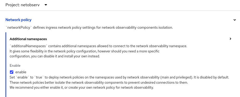 FlowCollector - Network policy